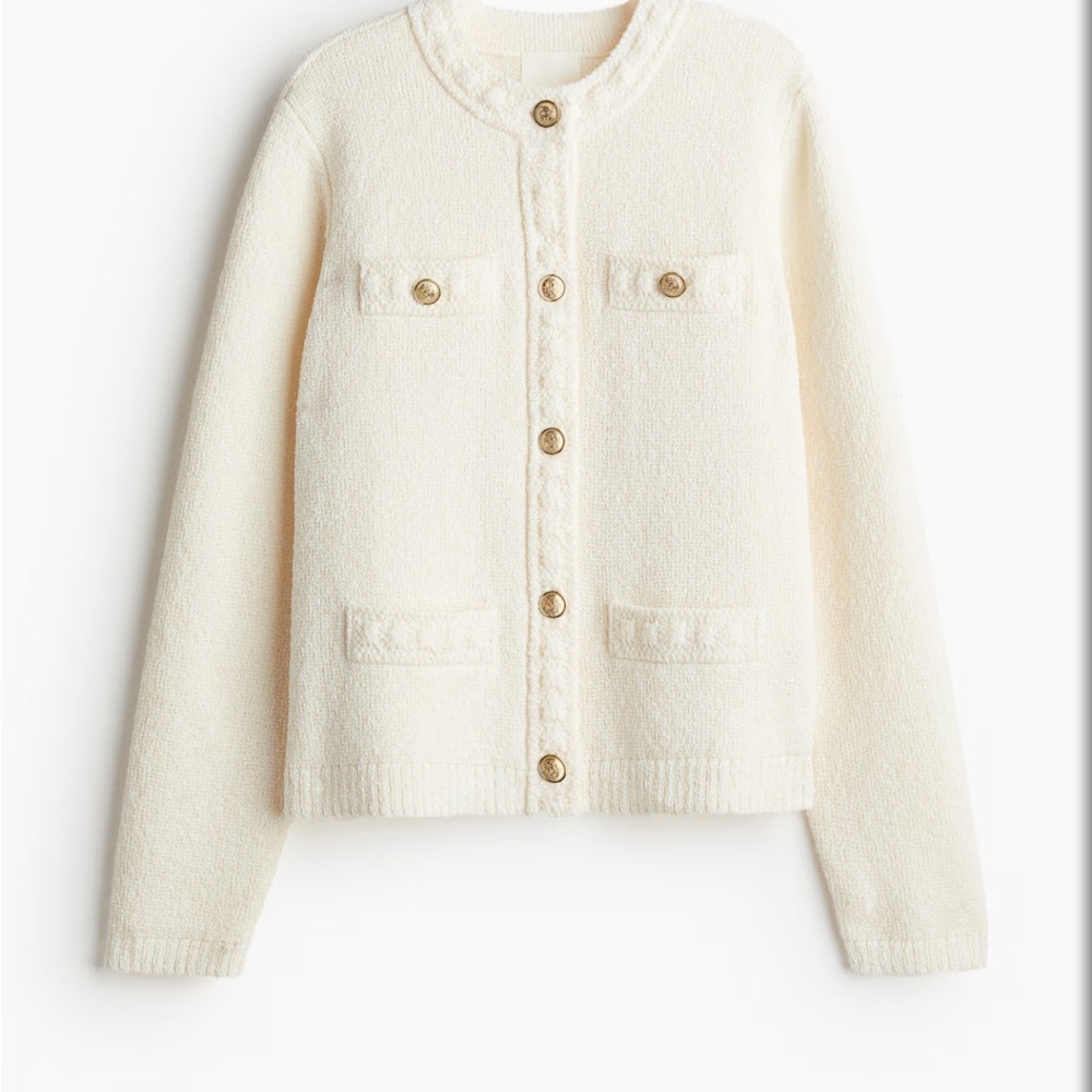 H&M Cream and Gold Cardigan Sweater